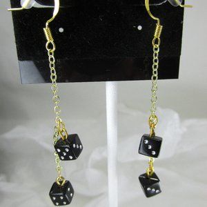 Gold Plated 'Feeling Lucky?' Dice Earrings